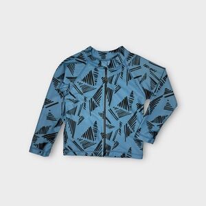 Tiny Tribe Scribble Marker Pattern Zip Up Blue Swim Rash Guard